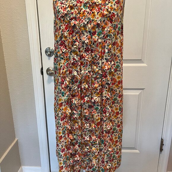 S+B two layer multi color sleeveless floral print dress, size 6 - Picture 2 of 6